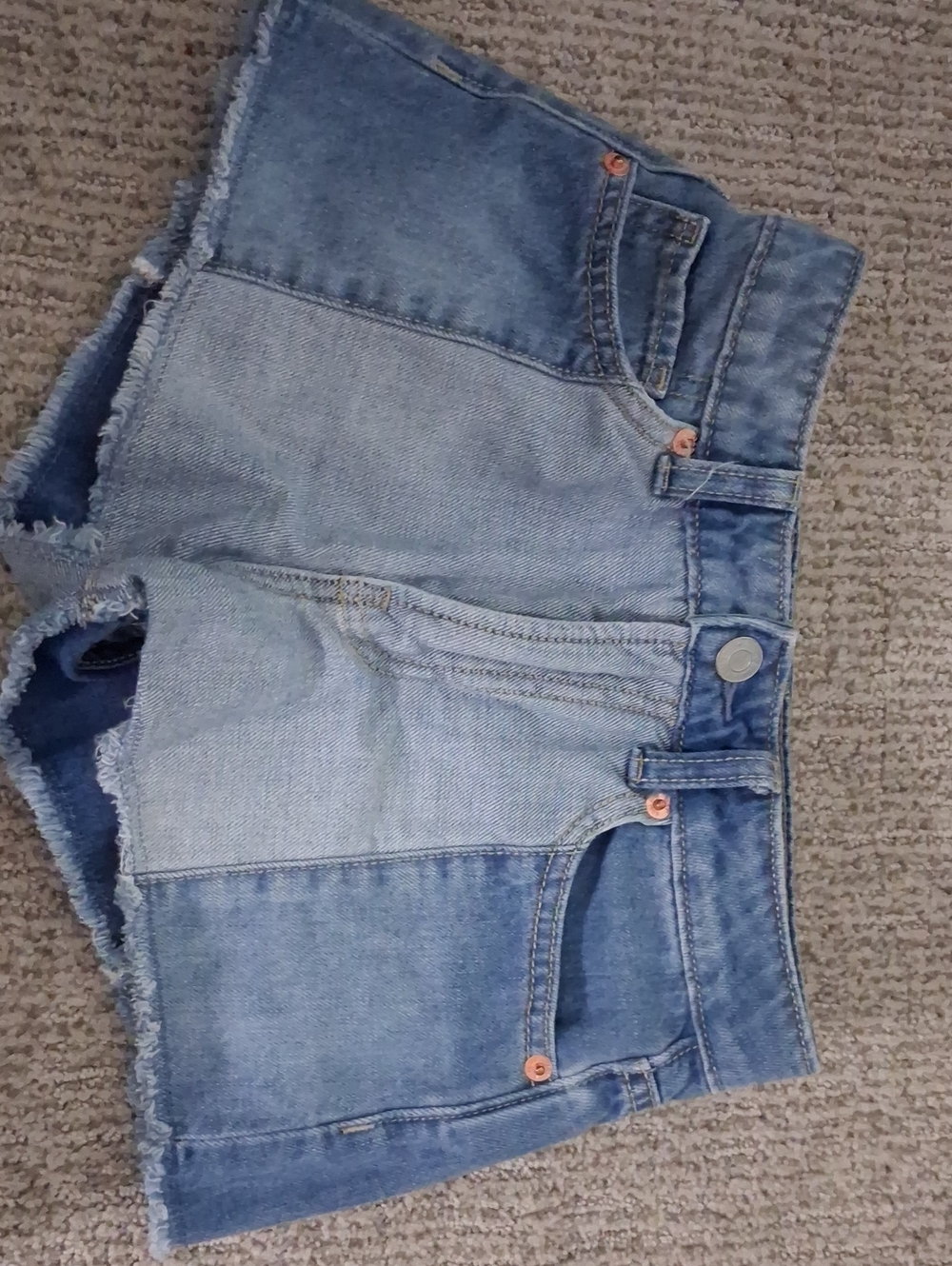 SIZE 8!! GAP  Two-Tone Light Blue Denim Shorts- With Raw Hem